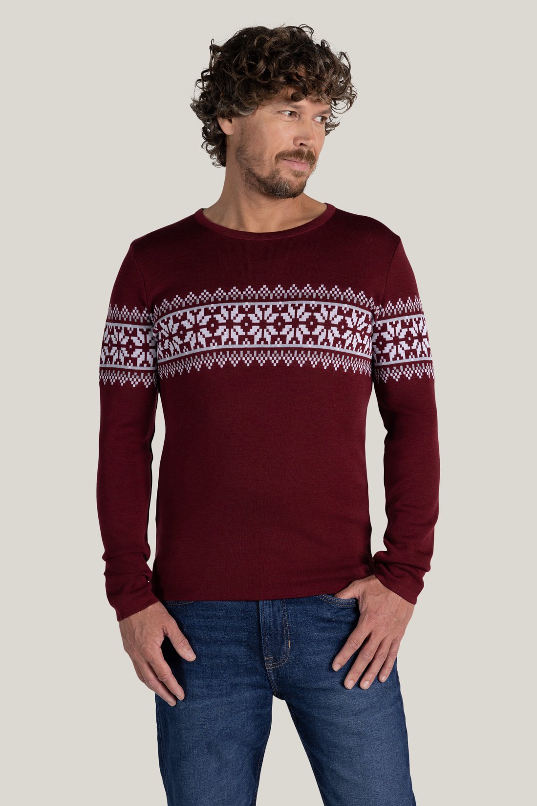 Dark red Axel sweater made of Merino &amp; Tencel from Tidløs