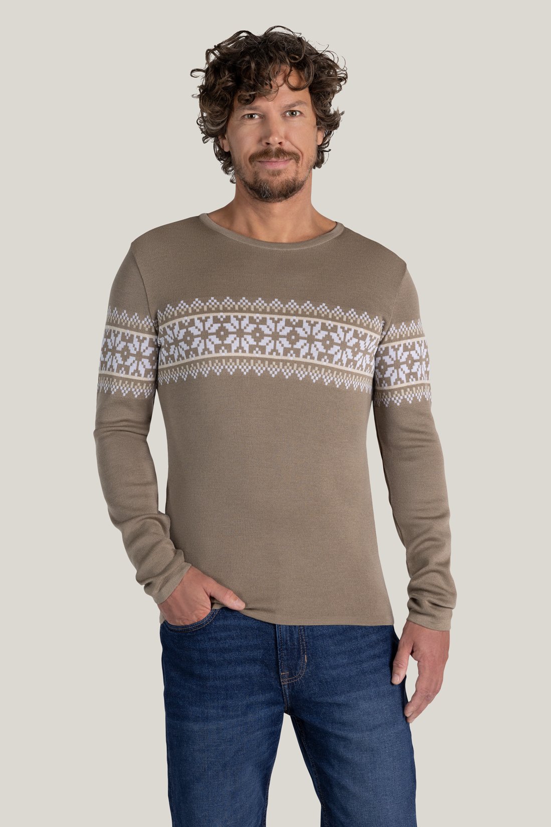 Sweater Axel in beige made of Merino &amp; Tencel from Tidløs