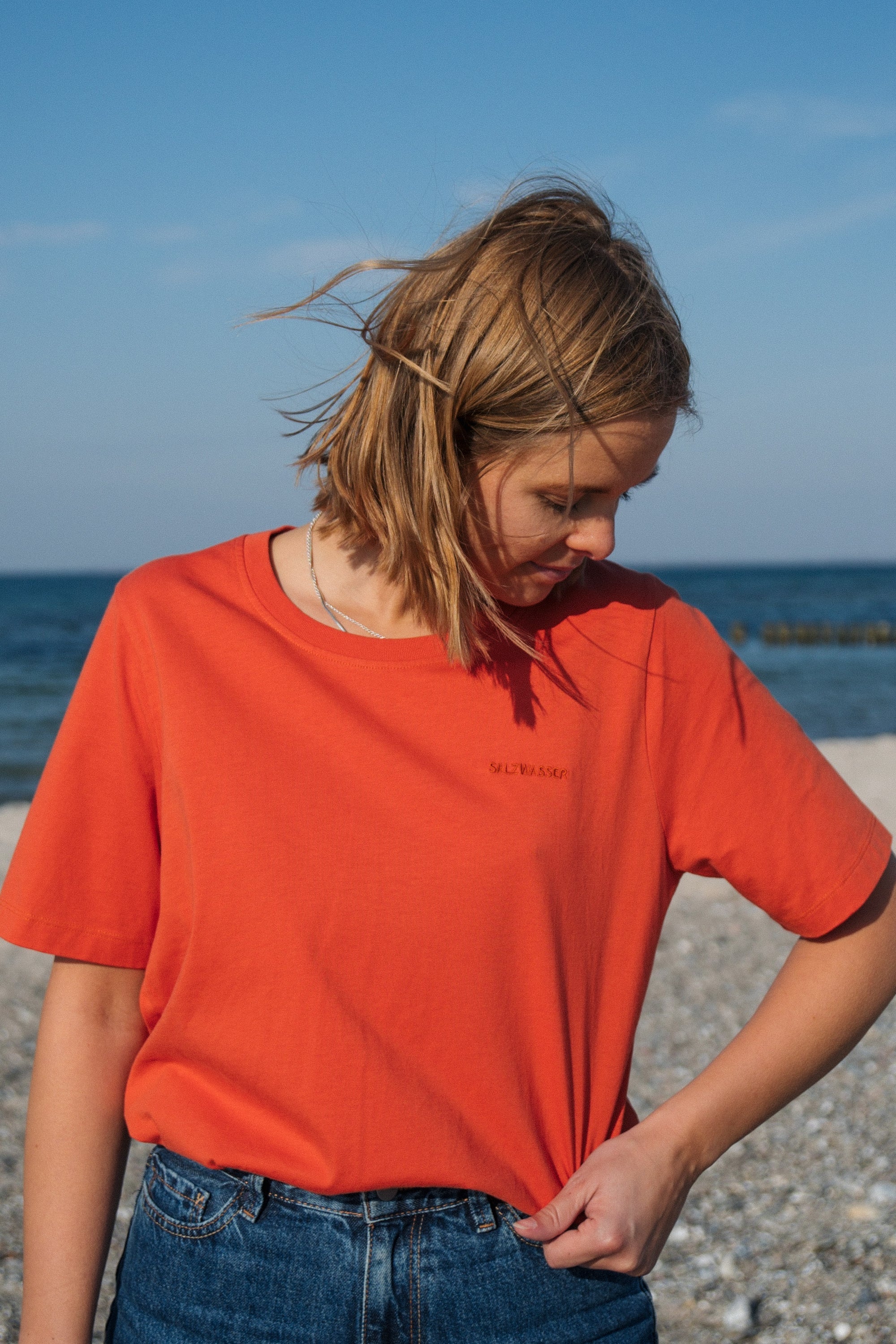 T-shirt Lova Orange en coton biologique de Salzwasser