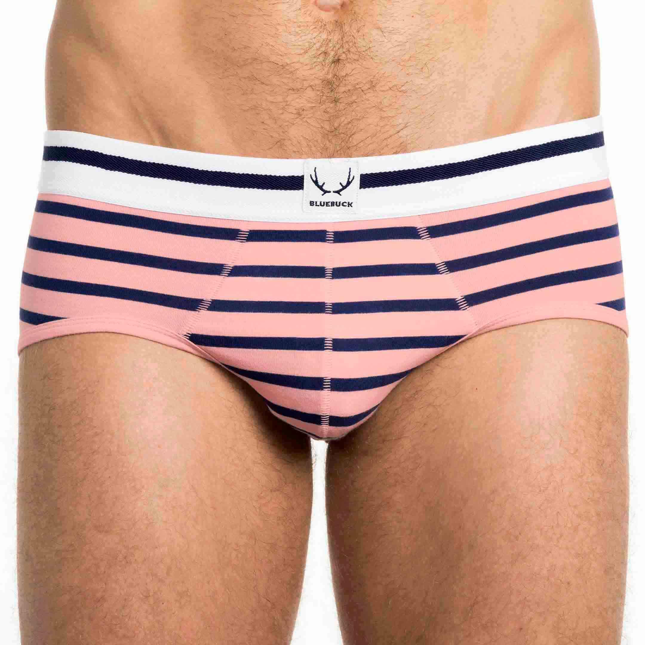 Pink and black striped underpants made of organic cotton from Bluebuck