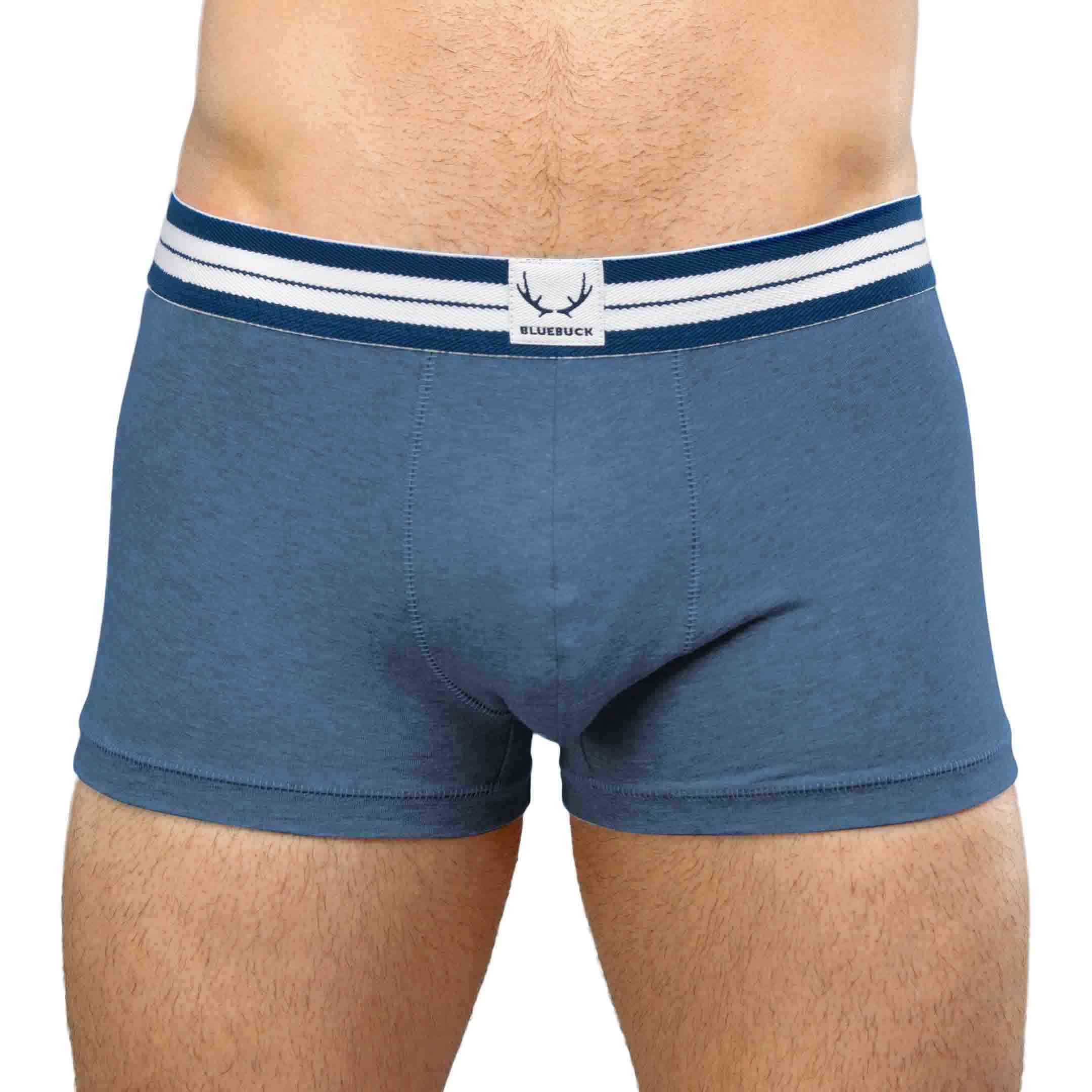 Blue boxer shorts made from organic cotton from Bluebuck