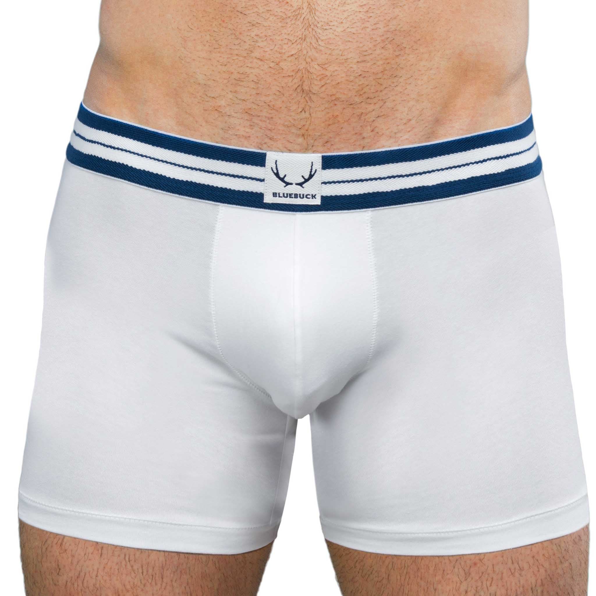 White, long boxer shorts made of organic cotton from Bluebuck
