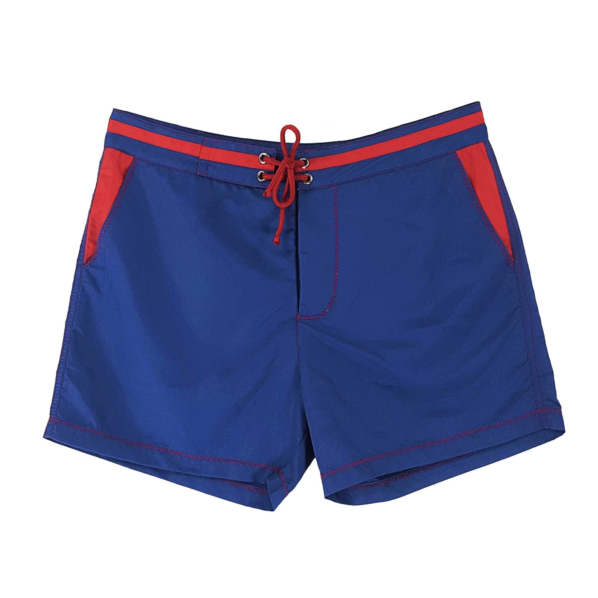 Blue swimming trunks made from recycled polyester from Bluebuck