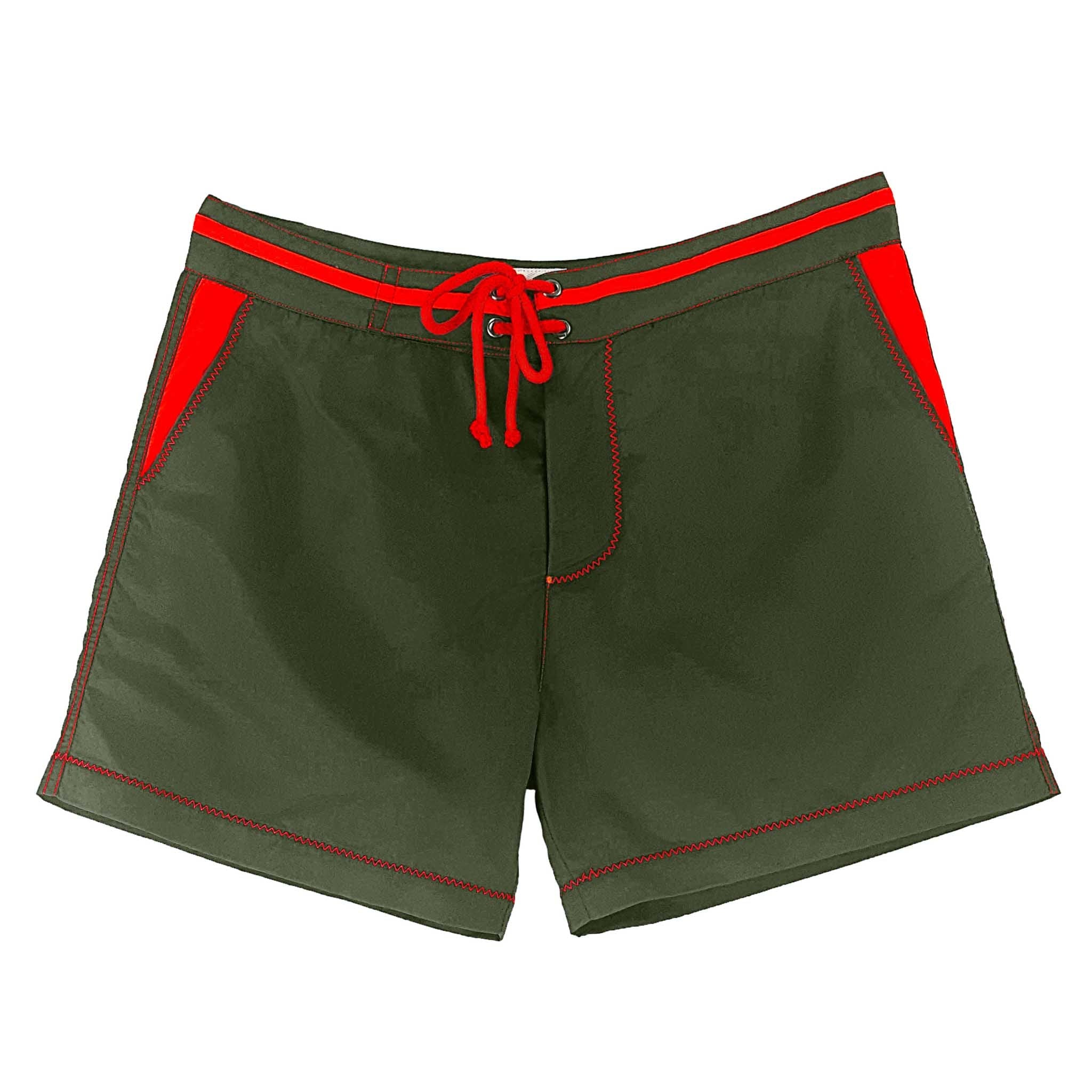 Dark green swimming trunks made from recycled polyester from Bluebuck