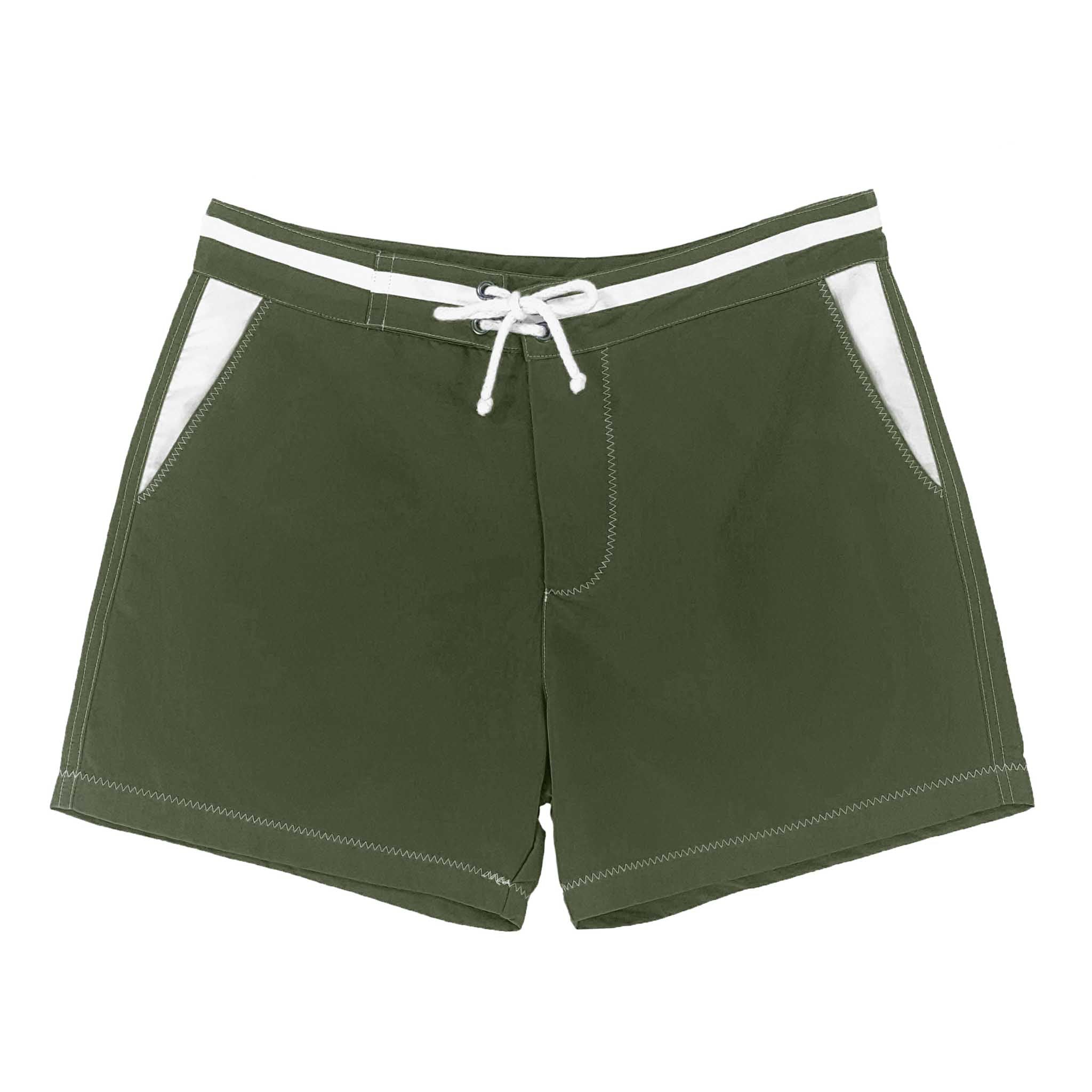 Dark green swimming trunks made from recycled polyester from Bluebuck