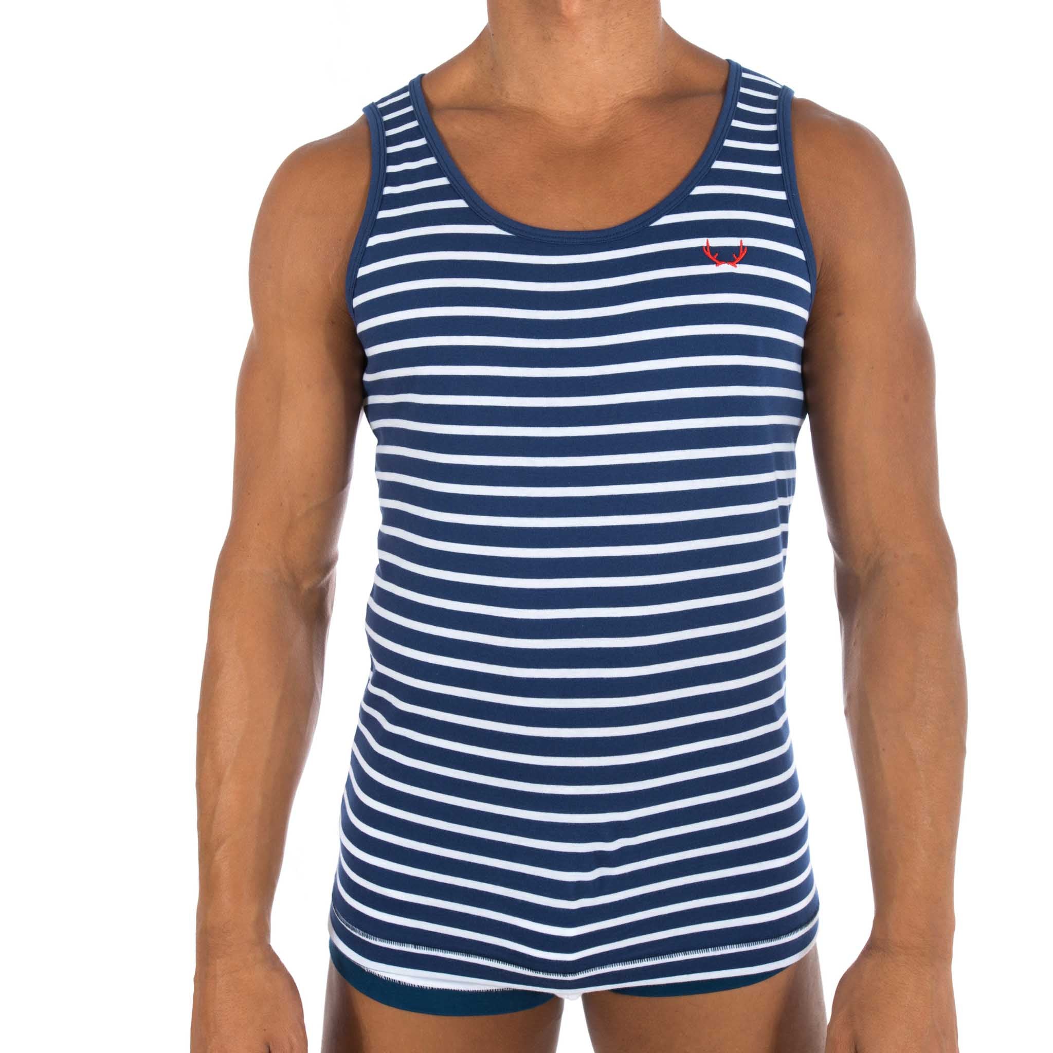 Navy colored organic cotton tank top/vest from Bluebuck