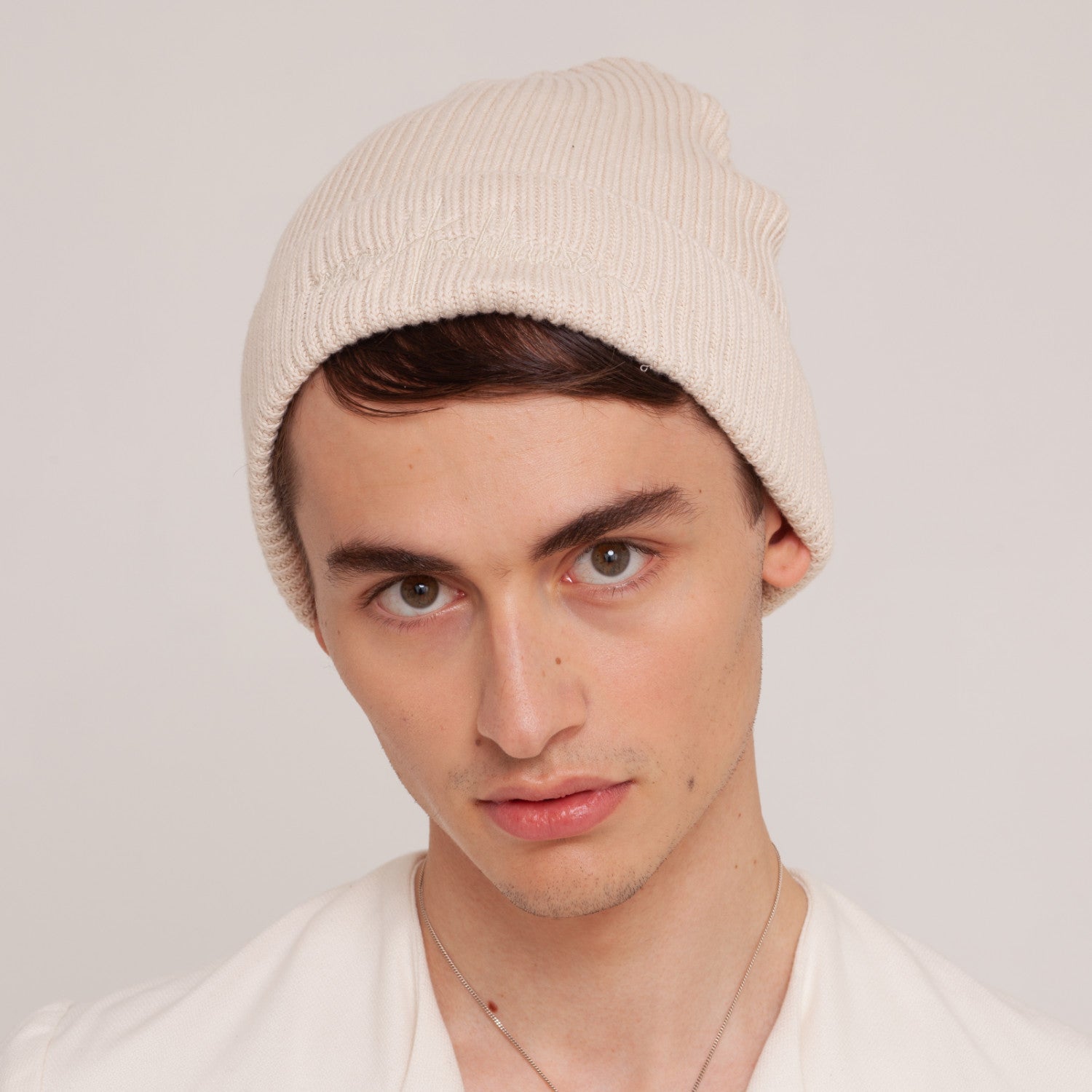 Embroidered organic cotton beanie