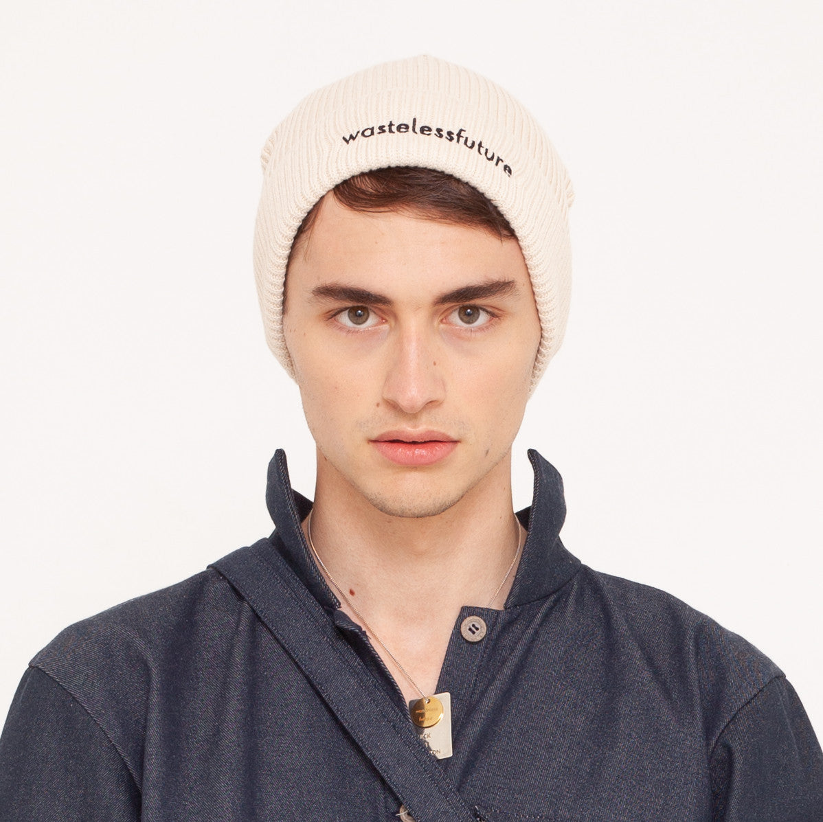 Embroidered organic cotton beanie