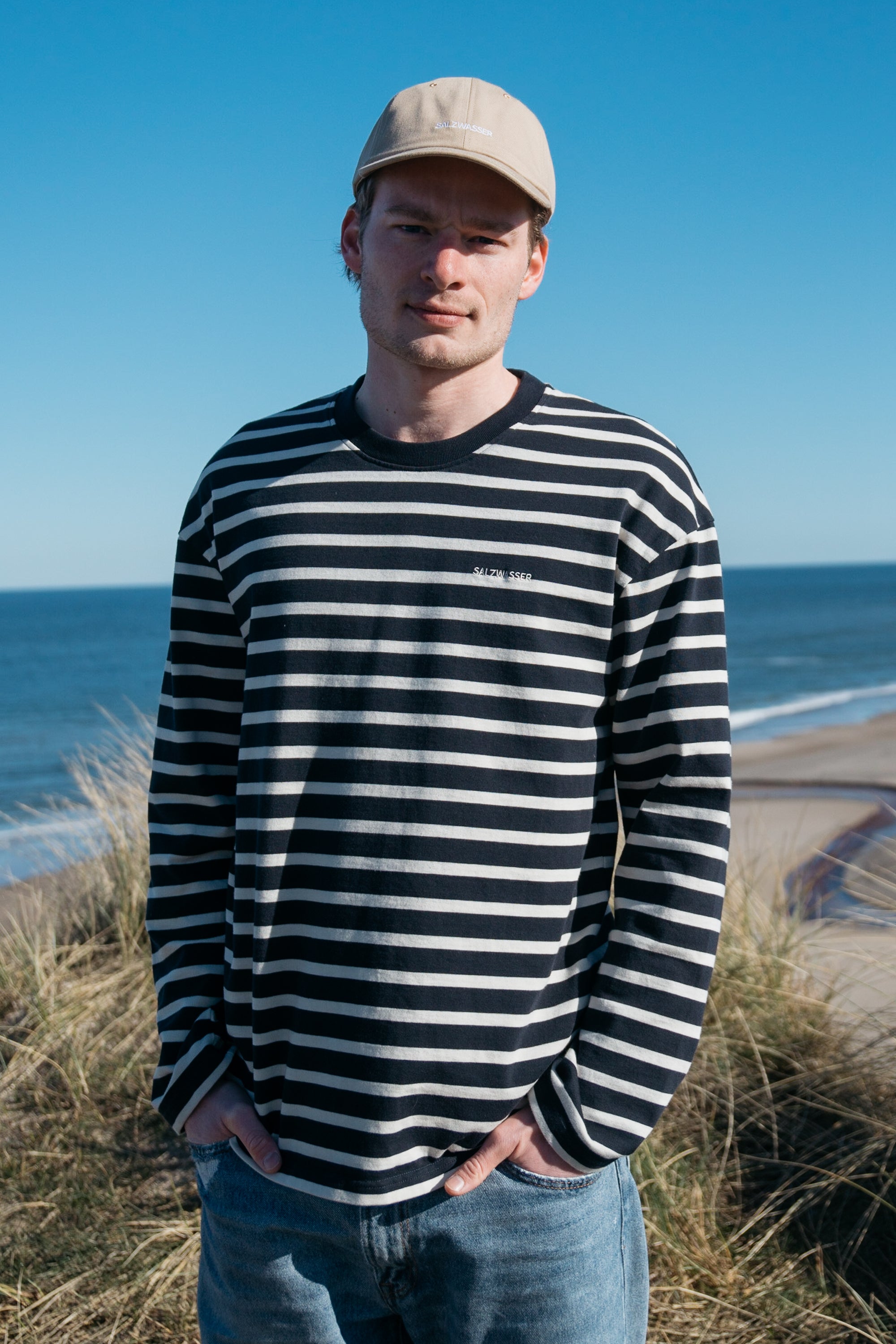 T-shirt à manches longues Ruiva Navy-Striped en coton biologique de Salzwasser