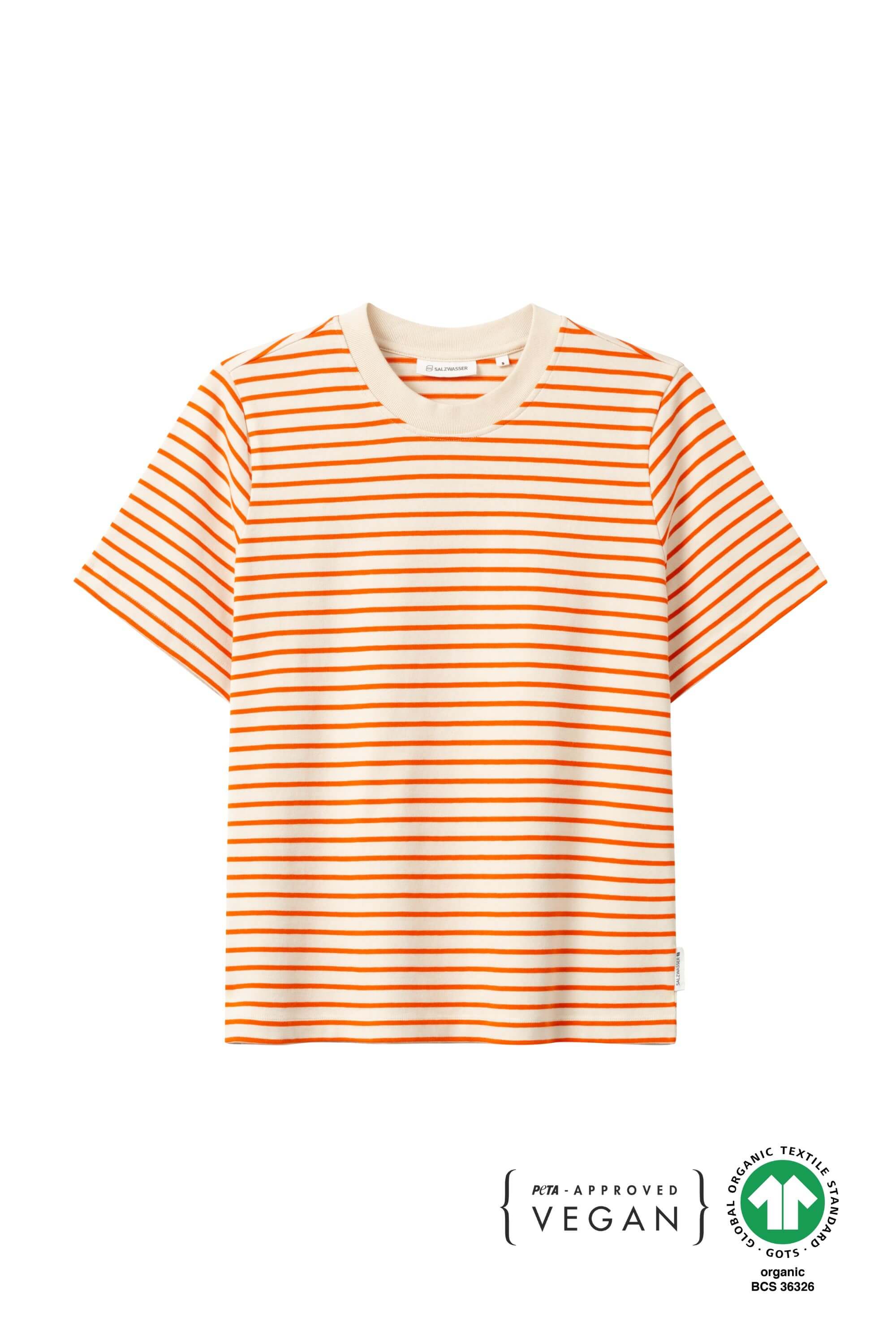 T-shirt lourd Jonna Orange-Striped en coton biologique de Salzwasser