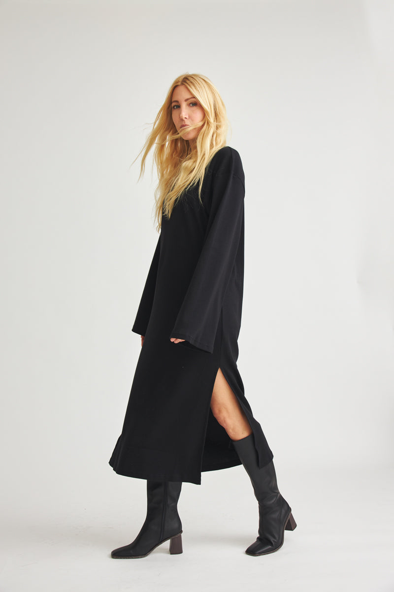 Schwarzes Kleid Becca aus Bio-Baumwolle von Baige the Label