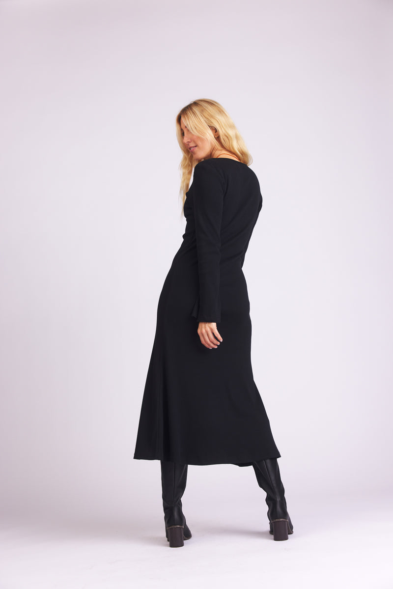 Black long organic cotton dress Birdie from Baige the Label