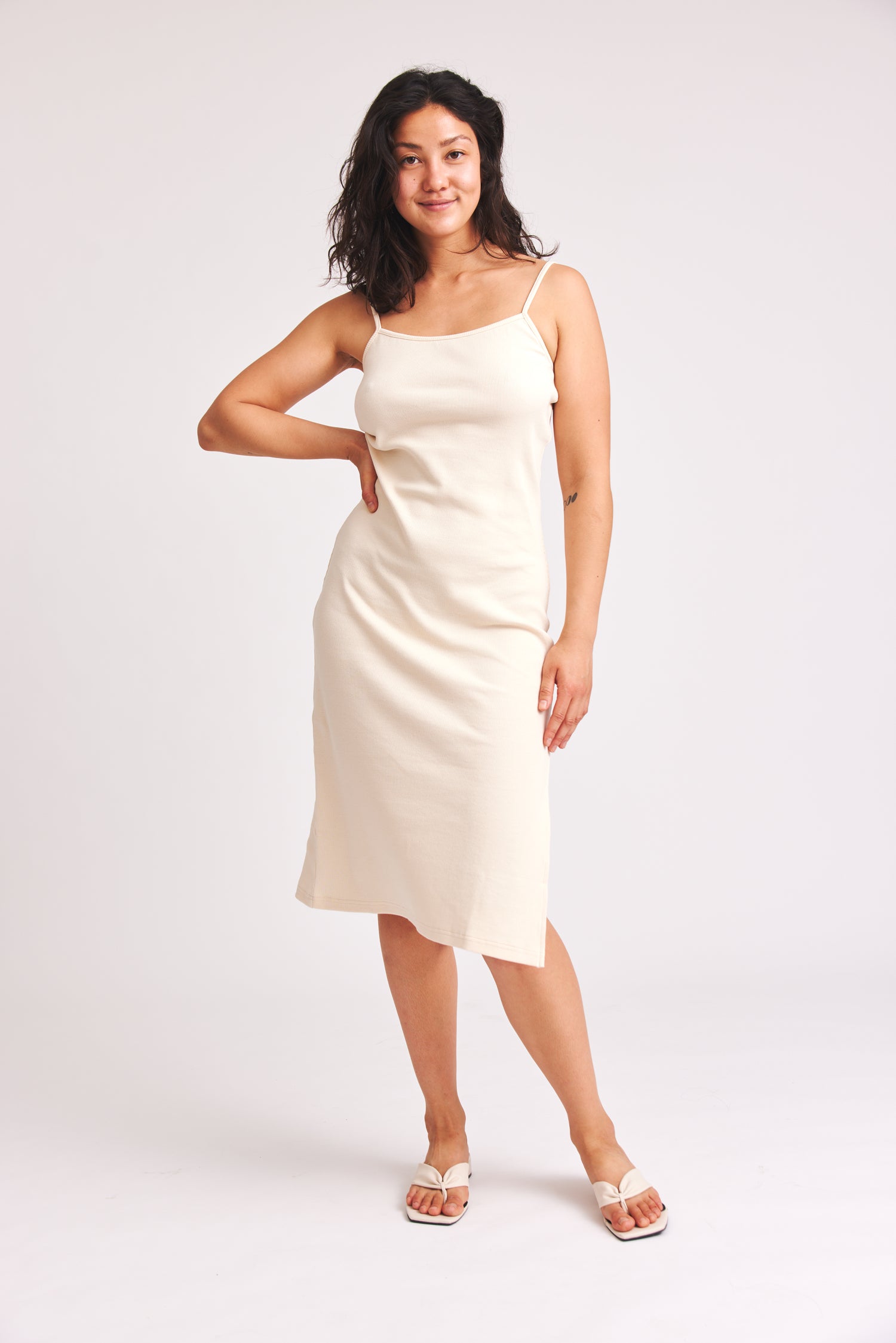 Natural colored Bonnie dress made of organic cotton by Baige the Label