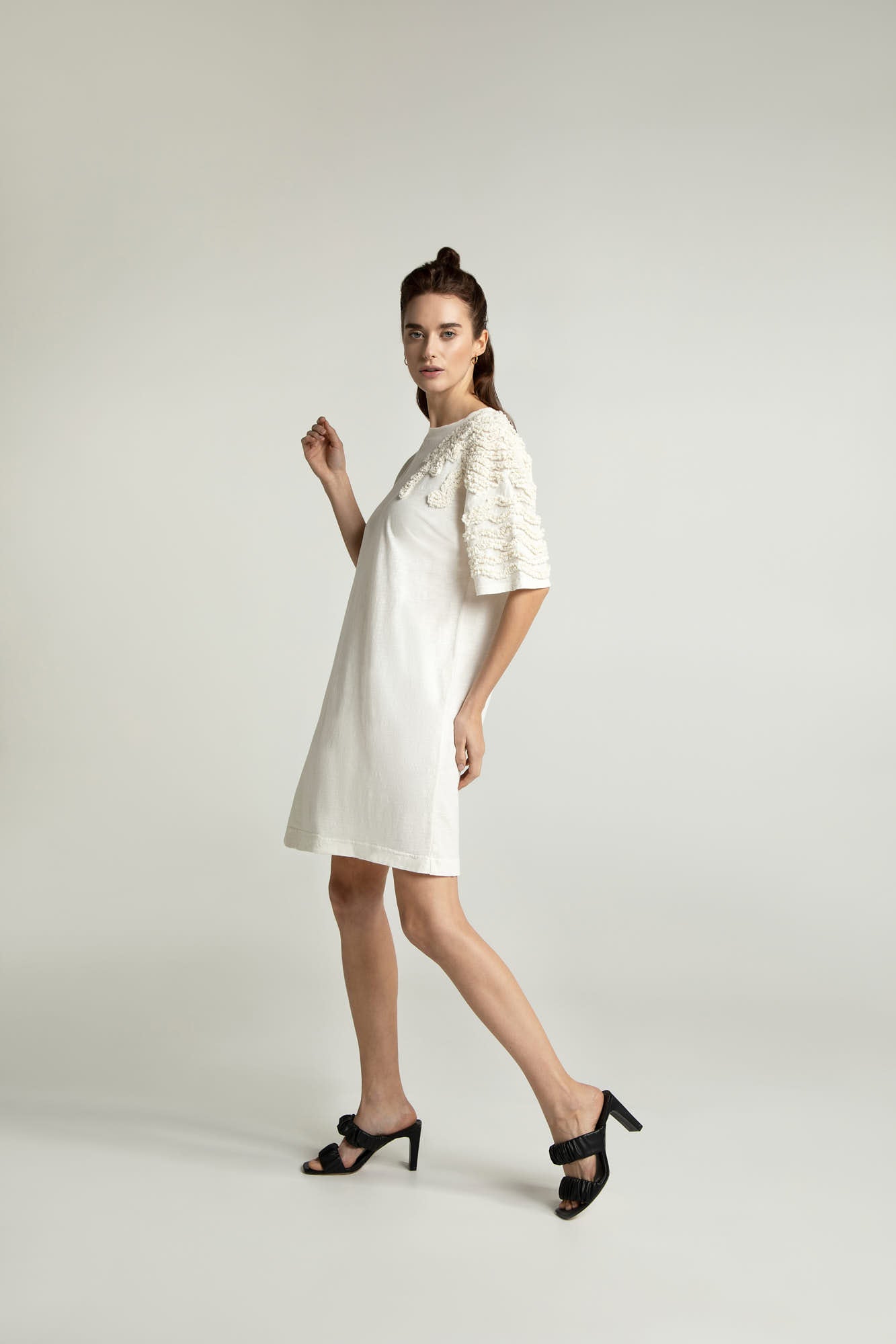 Dress ELOUISE in offwhite by LOVJOI made of organic cotton 