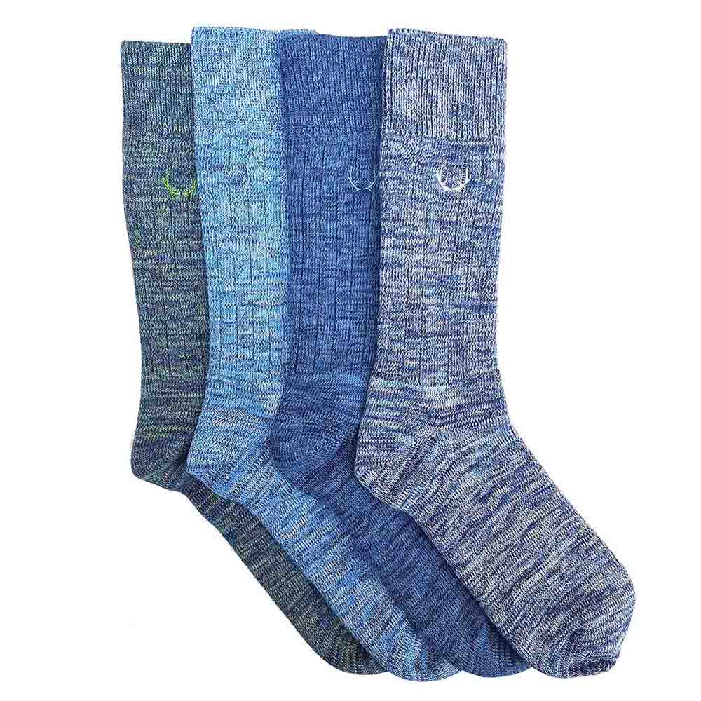Colorful socks in a pack of 4 made from organic cotton from Bluebuck