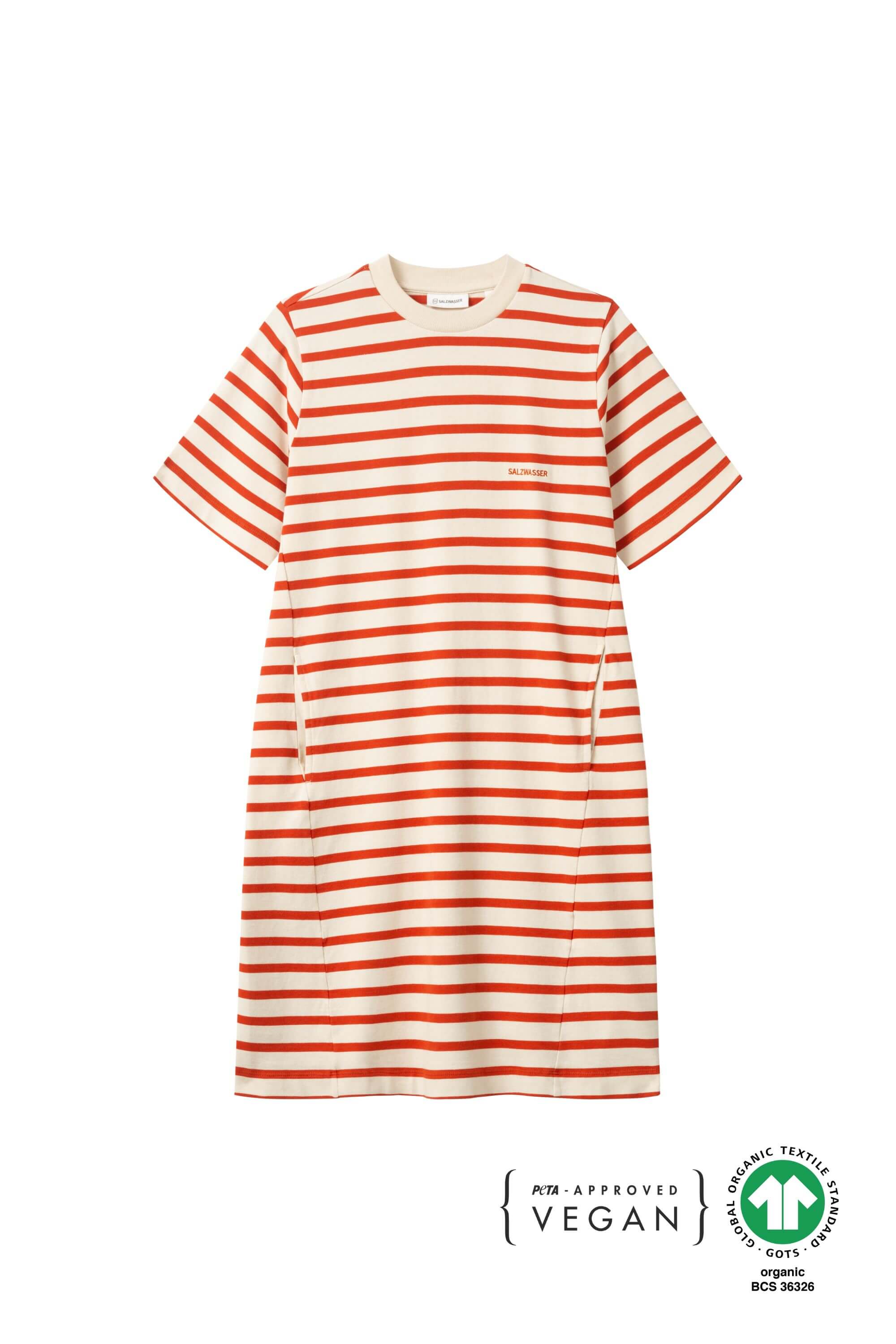 T-Shirt Kleid Sol Orange-Striped aus Bio Baumwolle von Salzwasser
