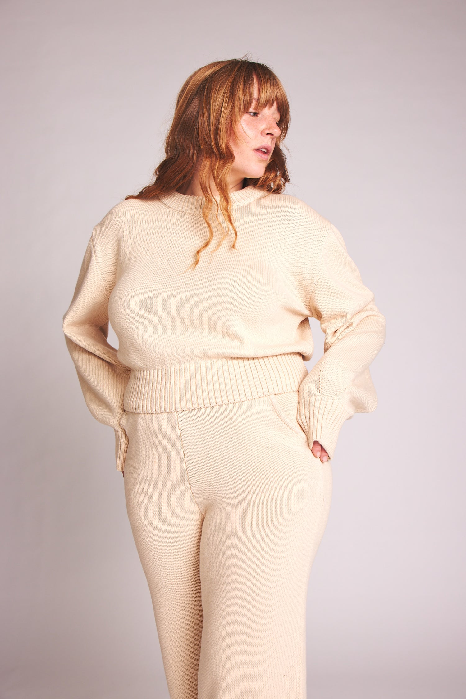 Natural colored knitted sweater Cara made from 100% organic cotton by Baige the Label