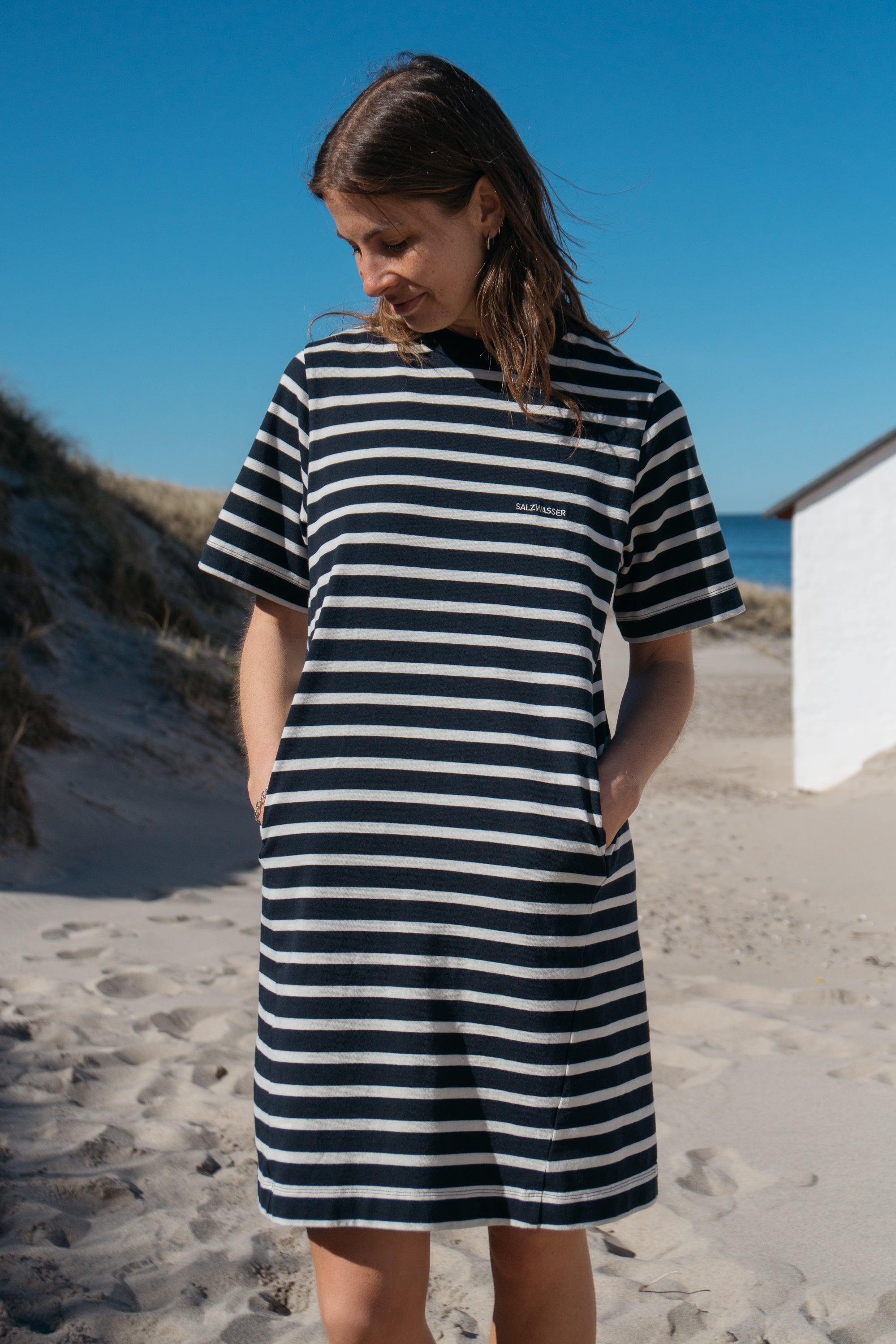 T-shirt dress Sol Navy-Striped made of organic cotton from Salzwasser