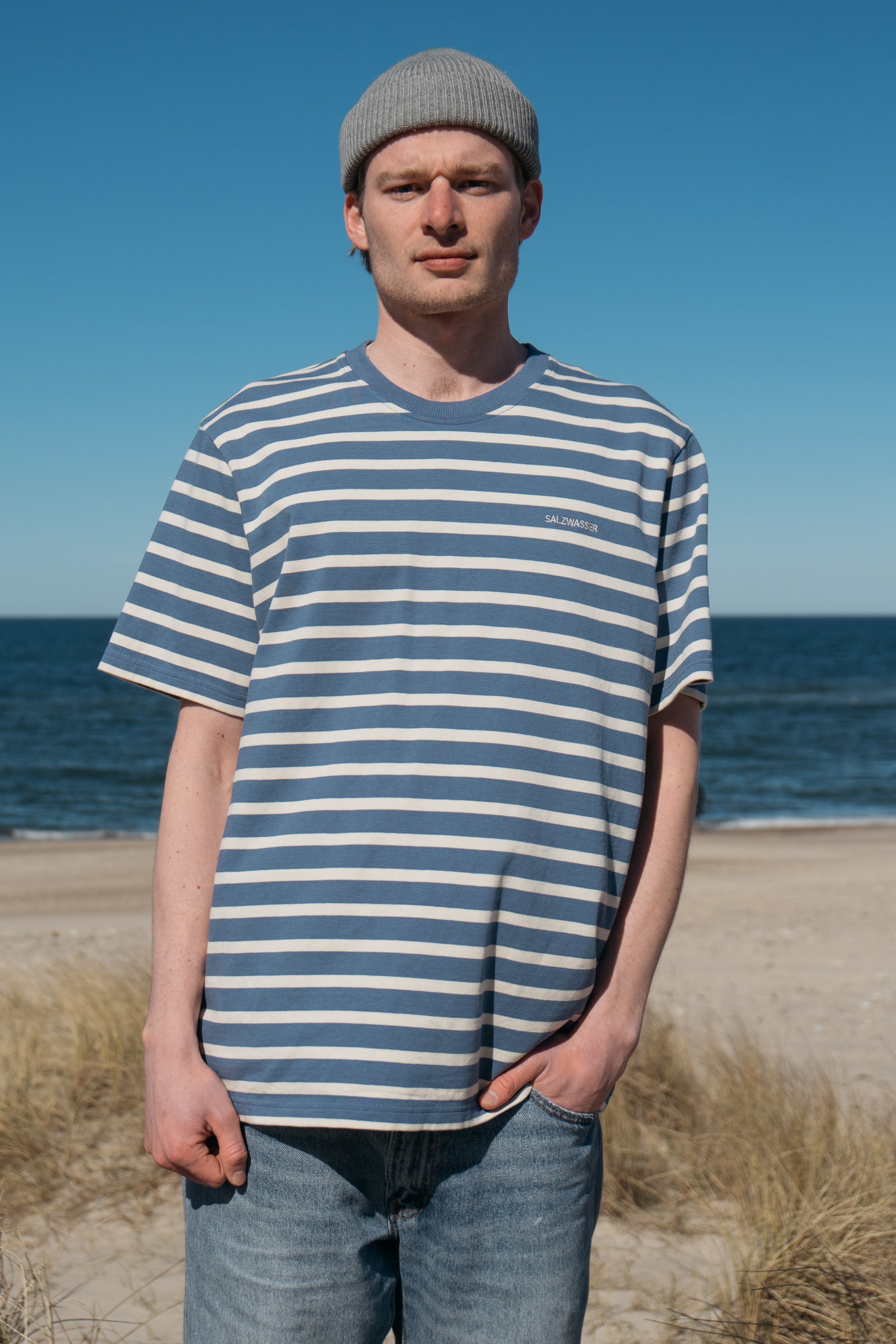 Heavy T-Shirt Jasper Indigo-Striped aus Bio Baumwolle von Salzwasser