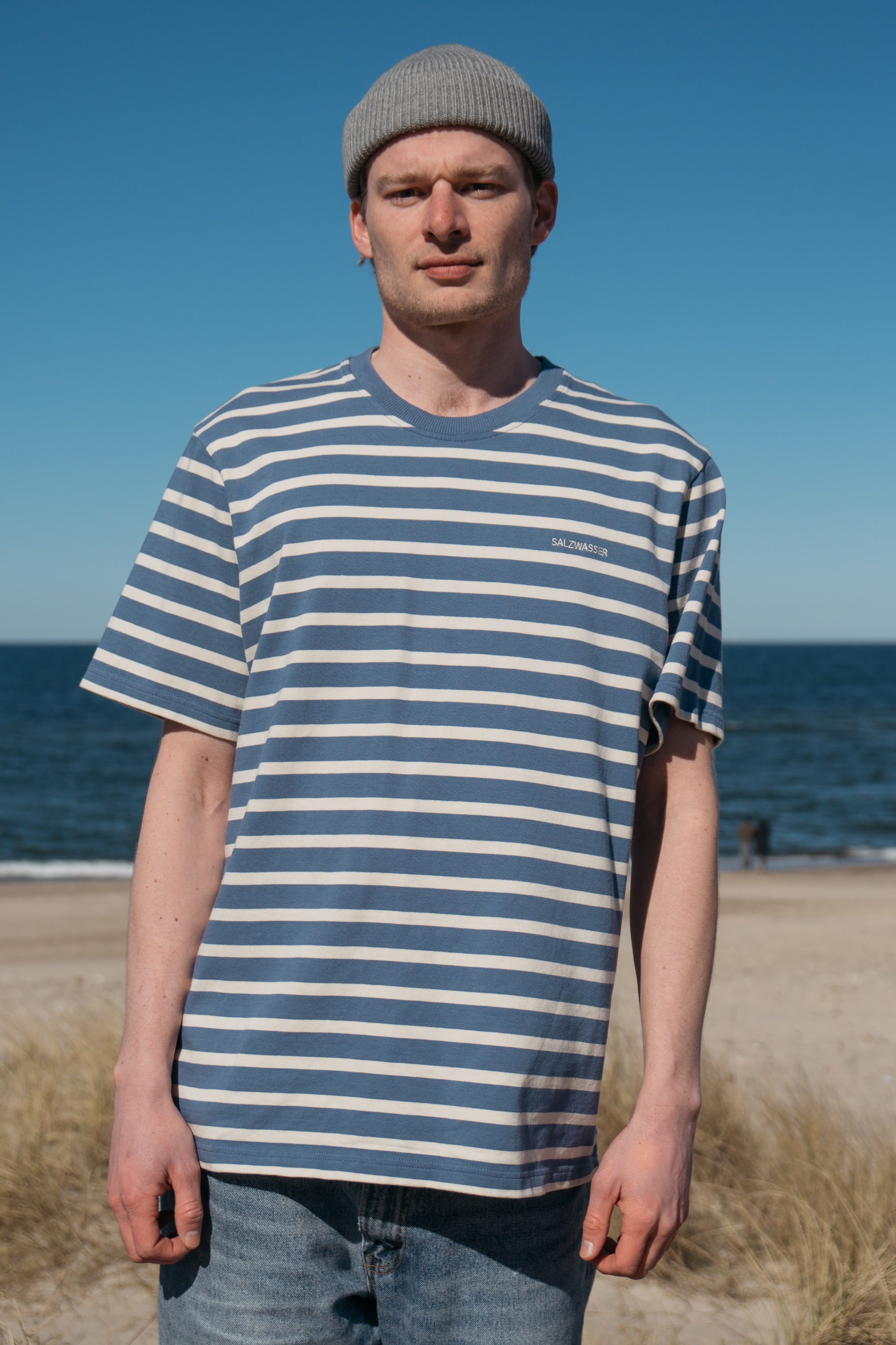 T-shirt épais Jasper Indigo-Striped en coton biologique de Saltwater