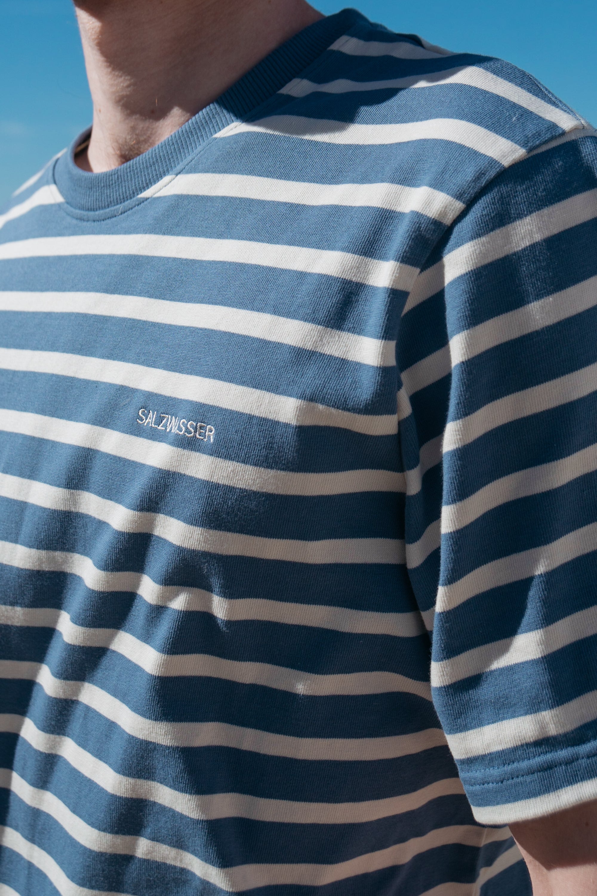 Heavy T-shirt Jasper Indigo-Striped made of organic cotton from Saltwater