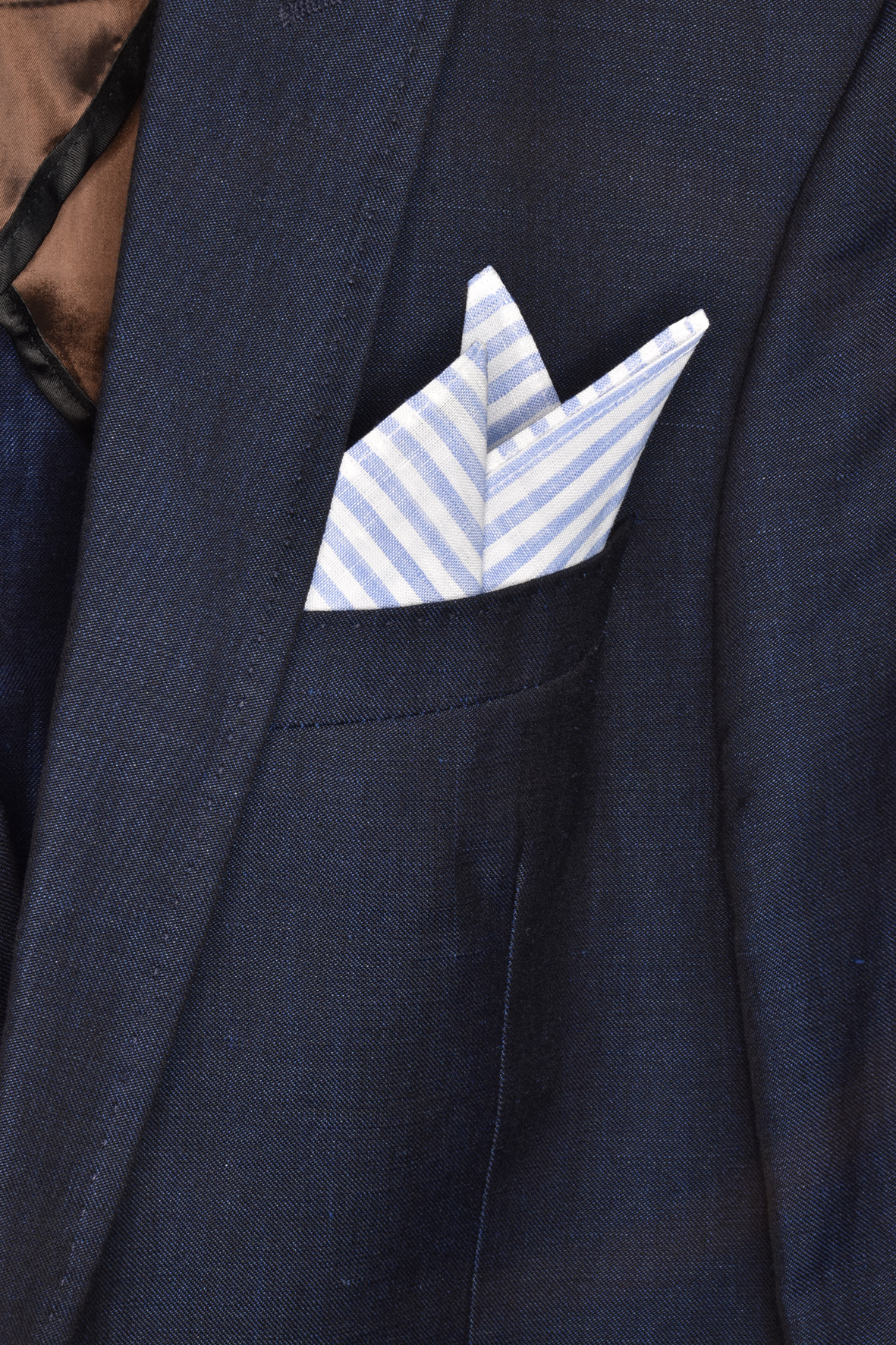 Pochette celeste rigato / pochette de costume rayée bleue et blanche