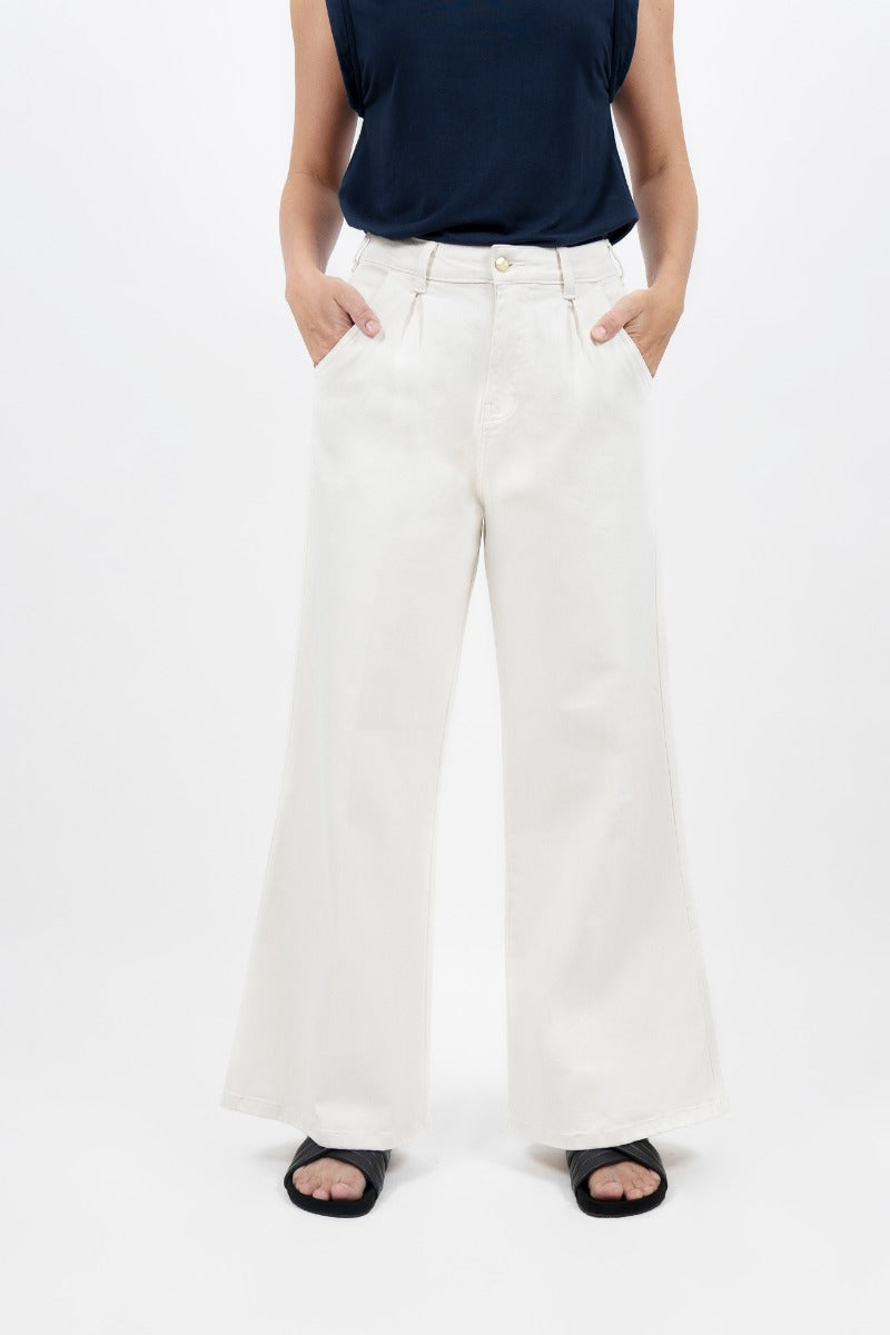 White, wide-leg jeans Los Angeles LAX made of cotton by 1 People